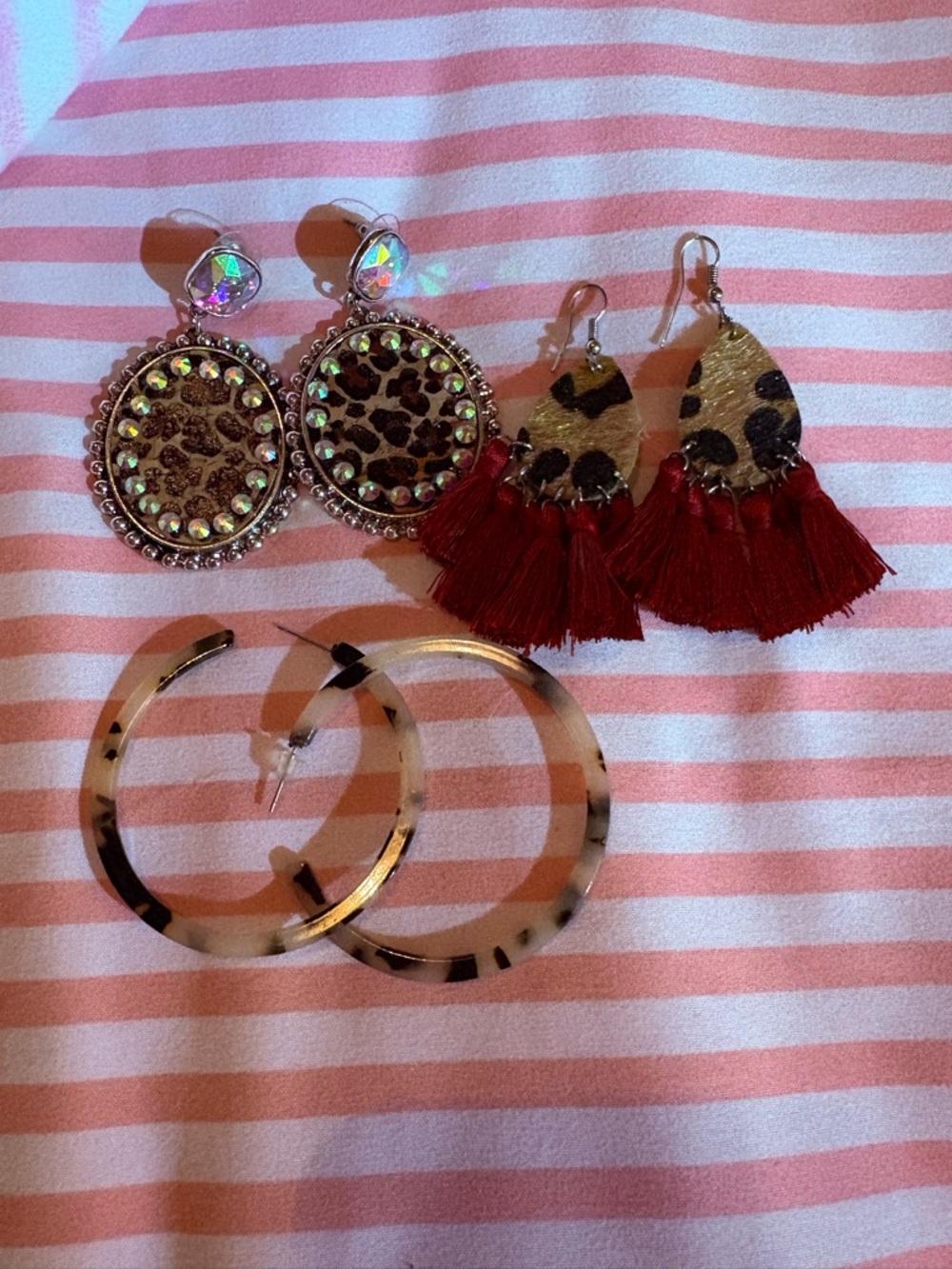 Animal print Leopard Print Tassel Earrings - Red Tassel and Leopard Spots